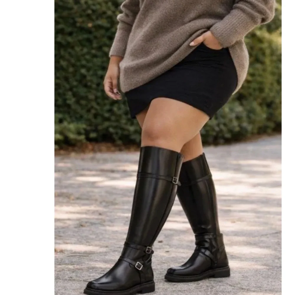 Franco Sarto Black Ainsley Inspired‎ Equestrian Charm Knee High Boots NWOT 9.5